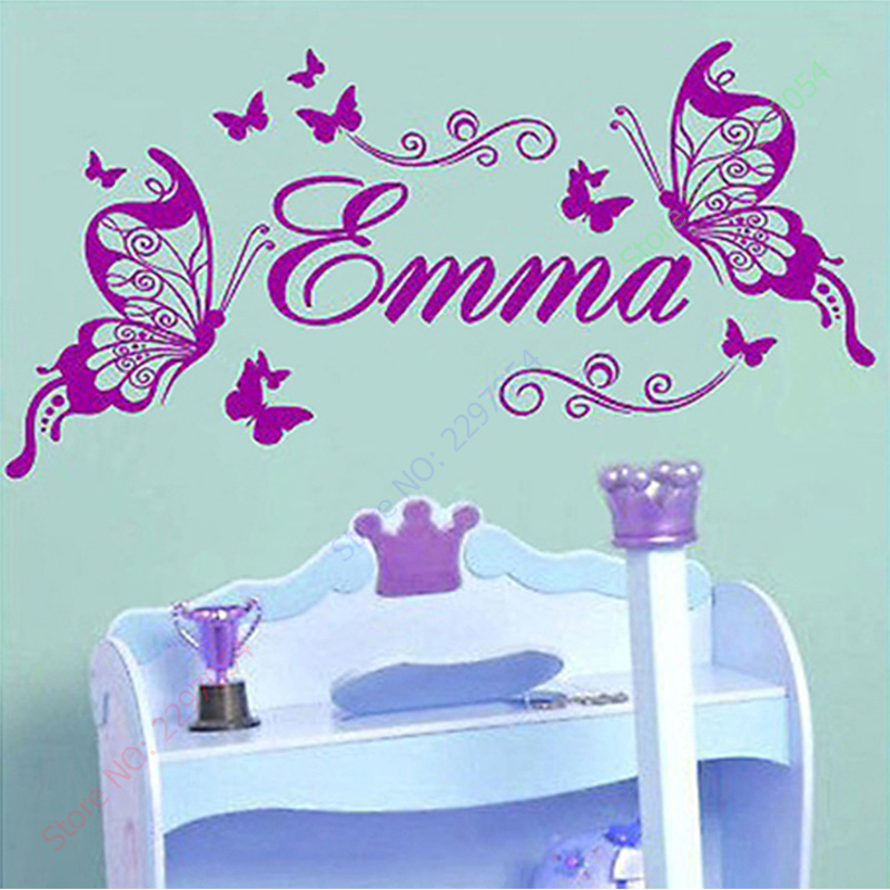 Baby Girl Nursery Quotes - Yeni kelebekler kişiselleştirilmiş adı vinil kelebek